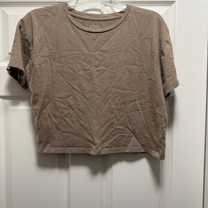Caslon Brown Short Sleeve Crop T-Shirt